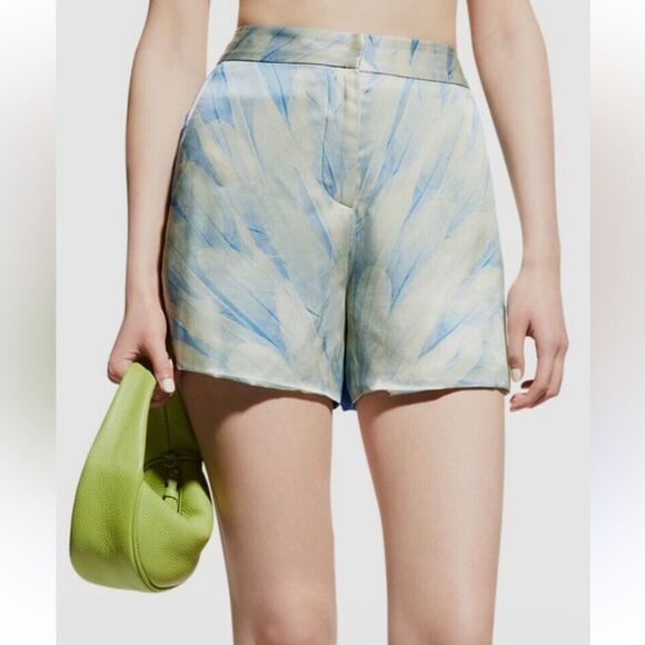 Alexis blue Krystian viscose /rayon feather print high waist Shorts, XS - Picture 2 of 8